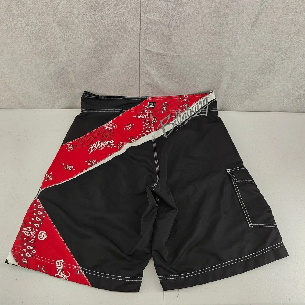 Billabong Board Shorts Mens 34 Black Red Bandana Shane Dorian Signature Surf